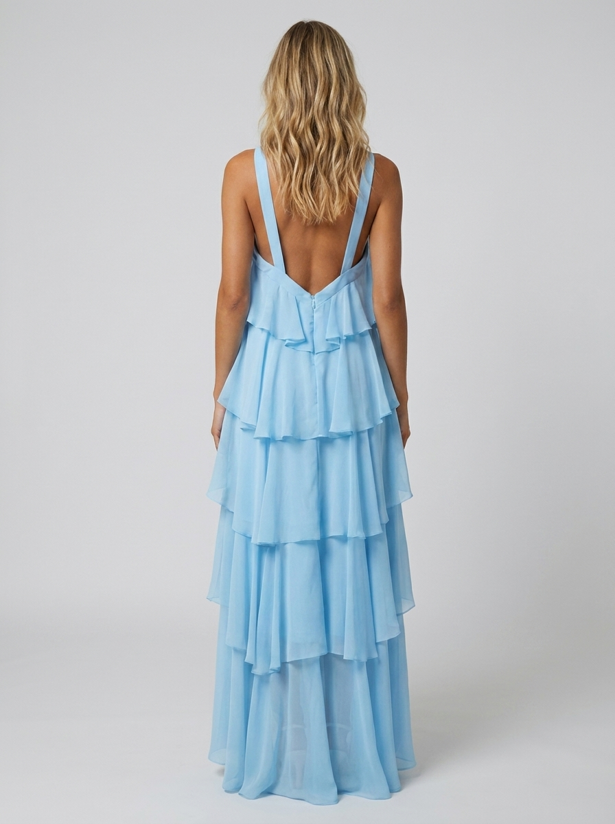 FLOWER MAXI DRESS Blue back