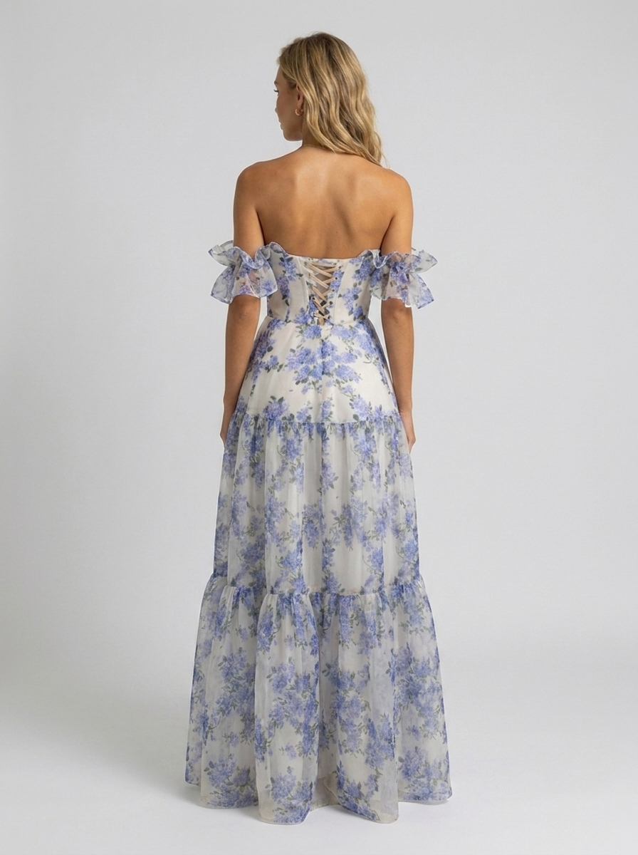 KAYLA MAXI DRESS Blue back