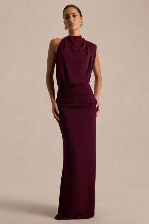 Umaira Burgundy High-Neck Maxi Dress Neck Maxi Dress 1