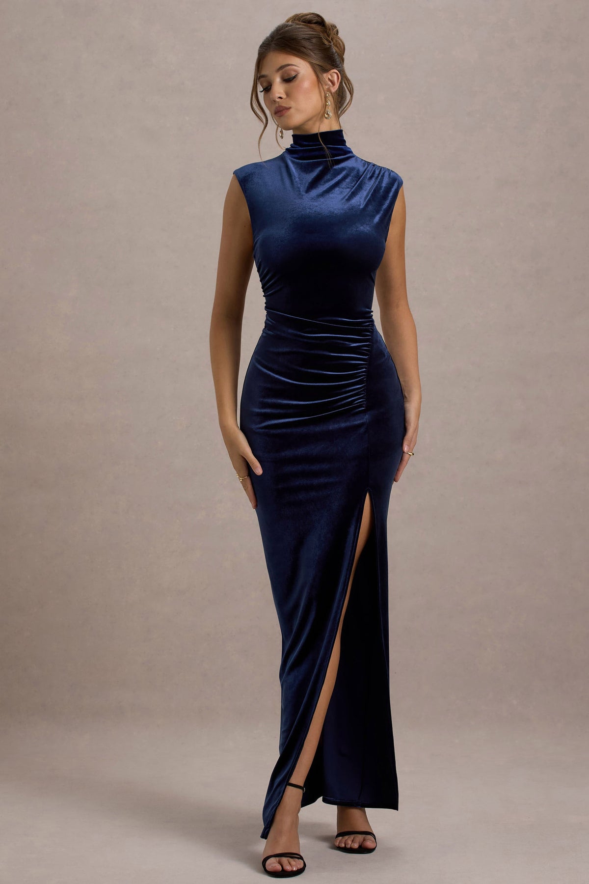 Abilene Velvet Maxi Dress Navy 1