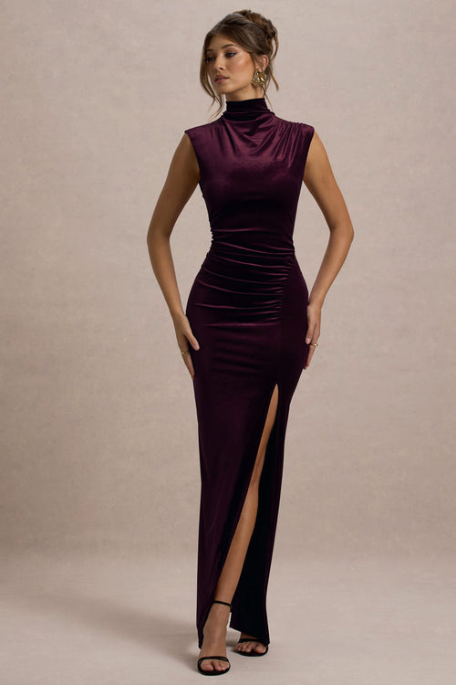 Abilene Port Velvet Maxi Dress Neck Split Maxi Dress 1