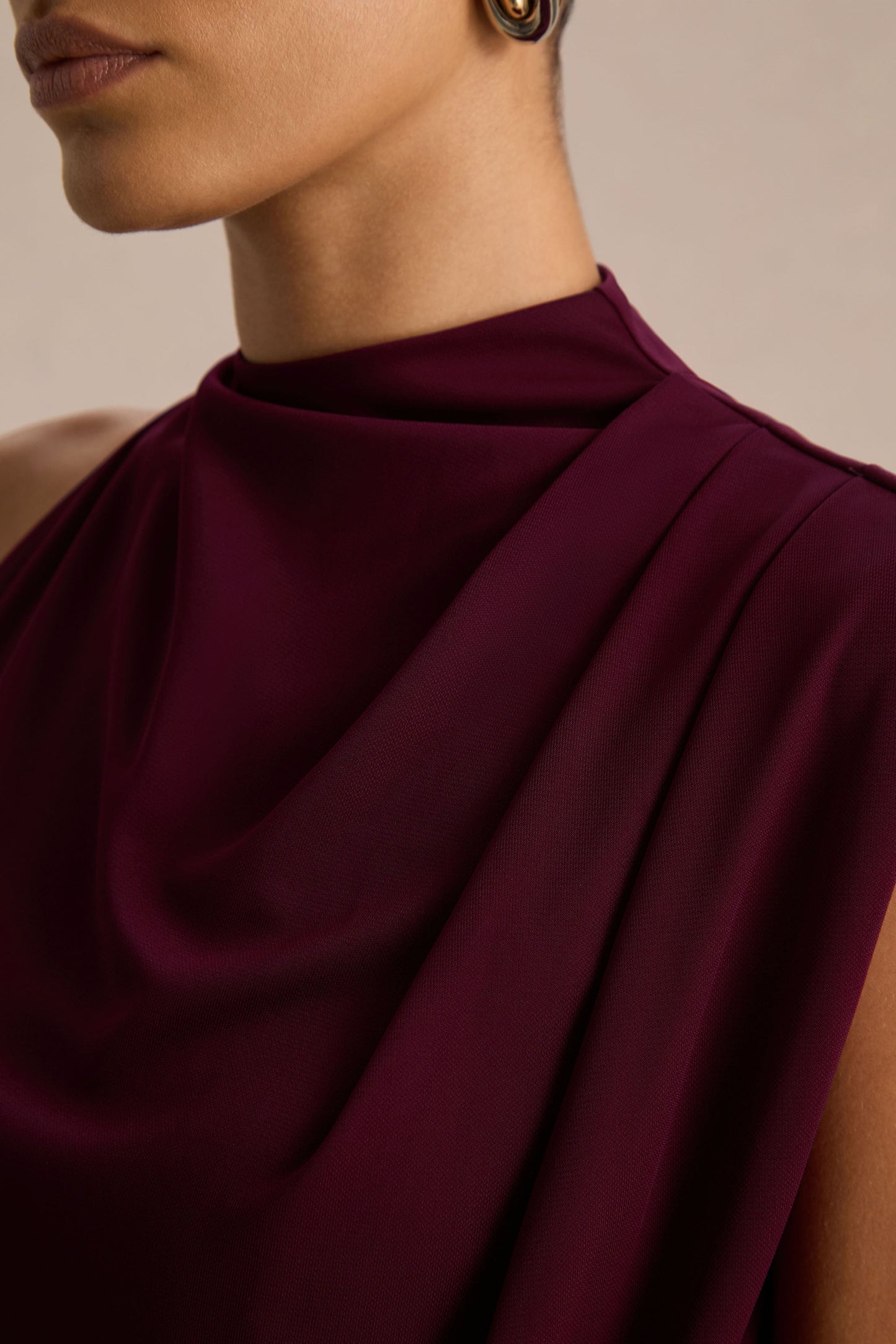 Umaira Burgundy High-Neck Maxi Dress Neck Maxi Dress 6