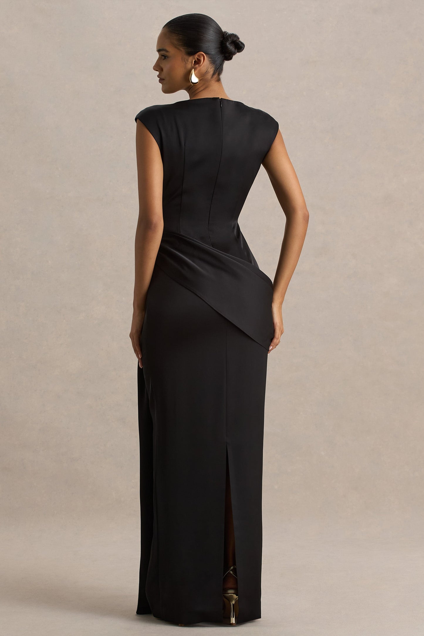 Isabelle Satin Maxi Dress Neck Maxi Dress With Embellished Detail And Sash 2