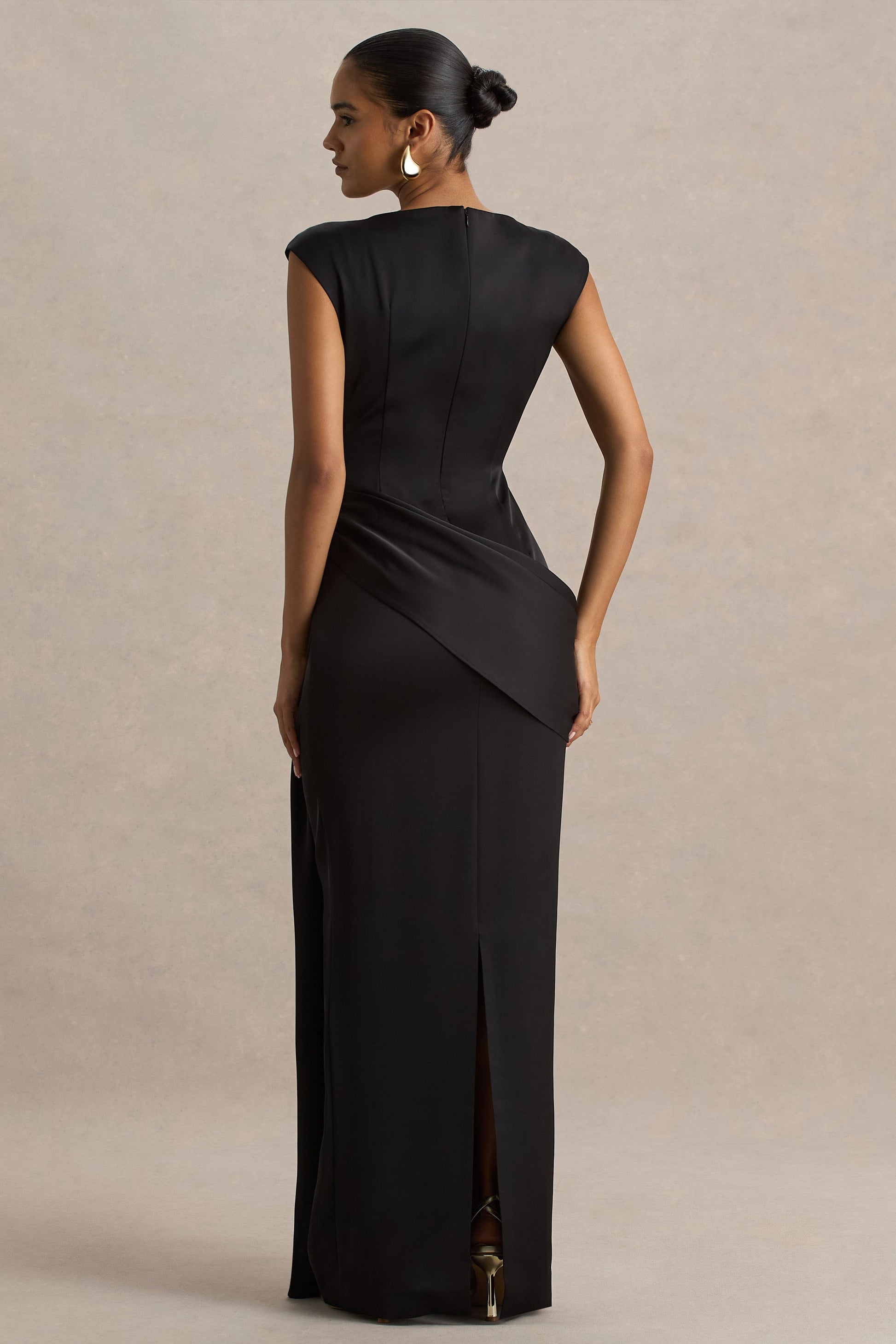 Isabelle Satin Maxi Dress Neck Maxi Dress With Embellished Detail And Sash 2