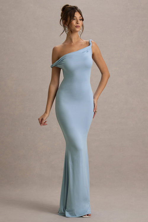 Lita Twisted Asymmetric Maxi Dress in Powder Blue POWDER BLUE 1