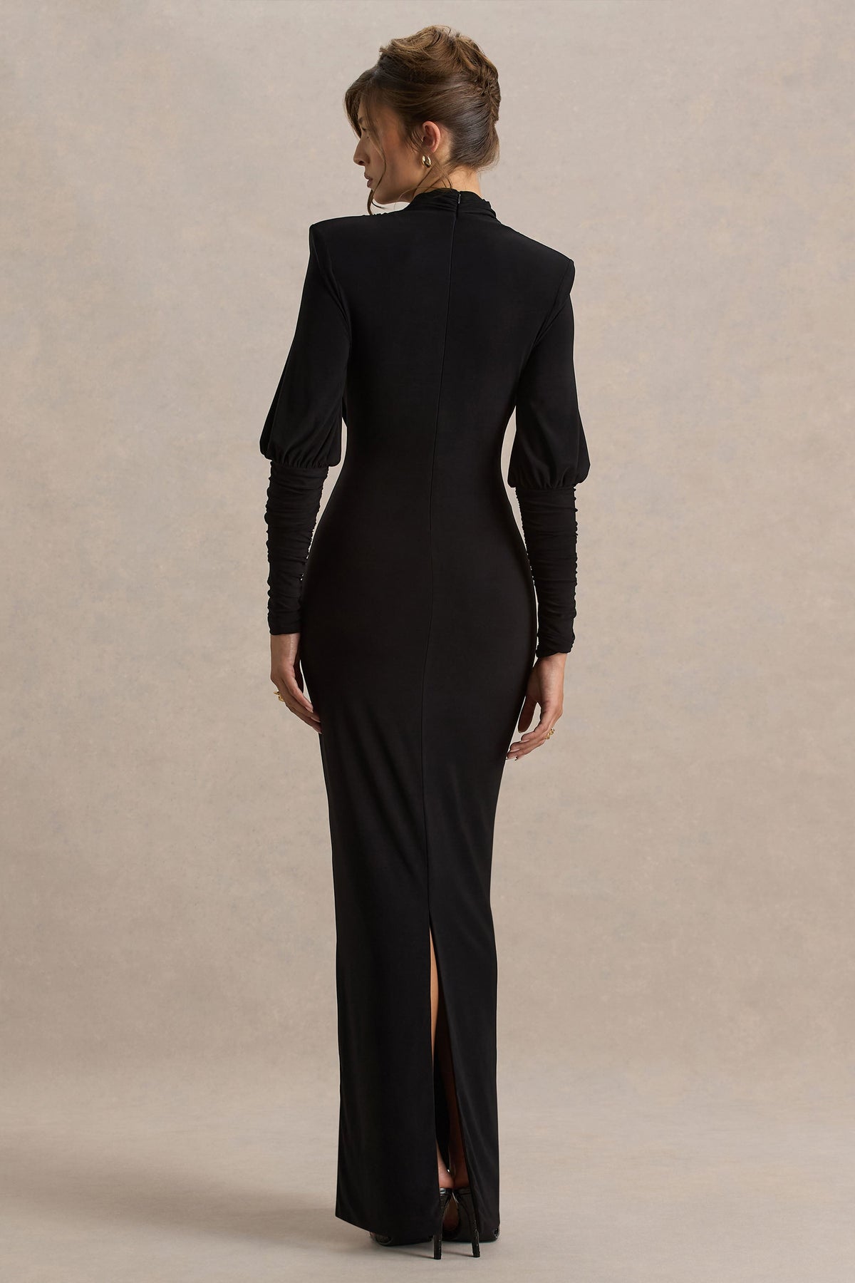 Kaylee Cowl-Neck Satin Maxi Dress Black 2