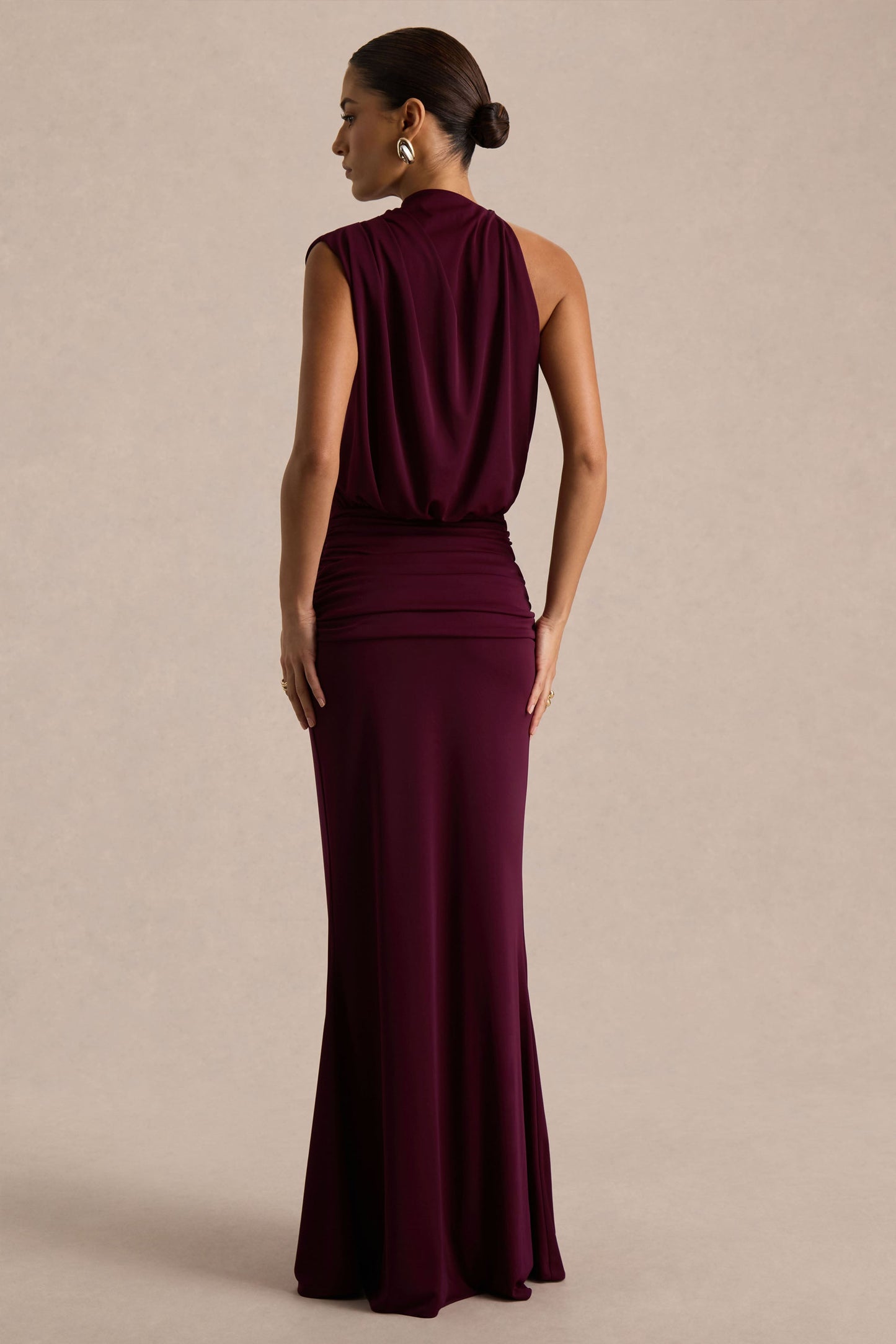 Umaira Burgundy High-Neck Maxi Dress Neck Maxi Dress 2