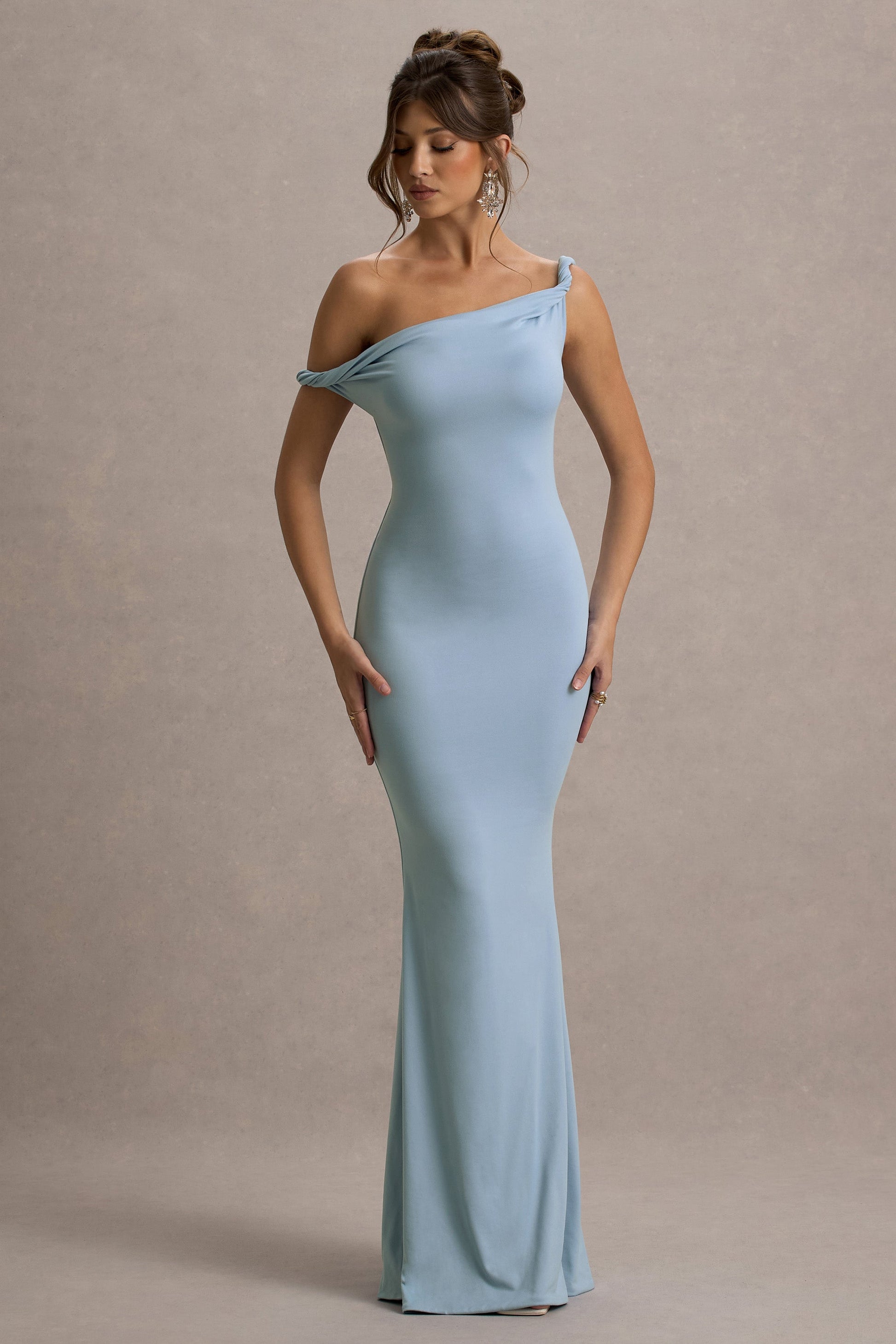 Lita Twisted Asymmetric Maxi Dress in Powder Blue POWDER BLUE 4