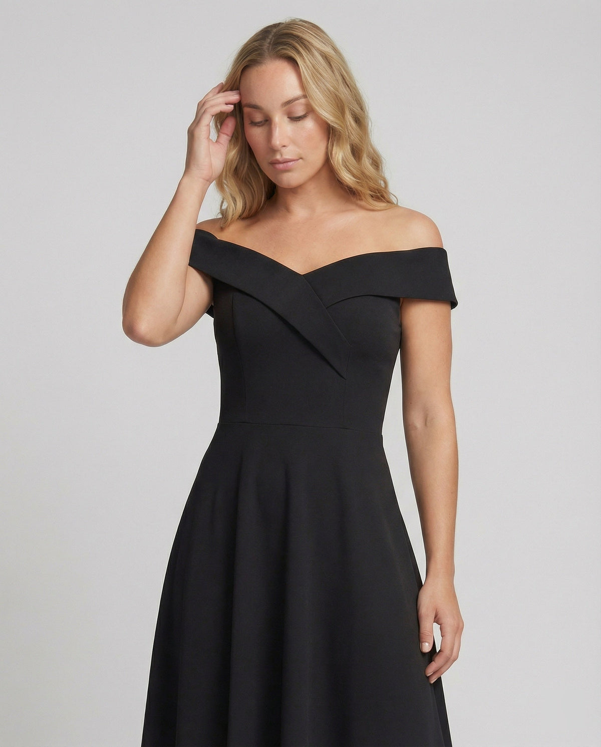 Heidi Off-Shoulder Satin Maxi Dress Black 2