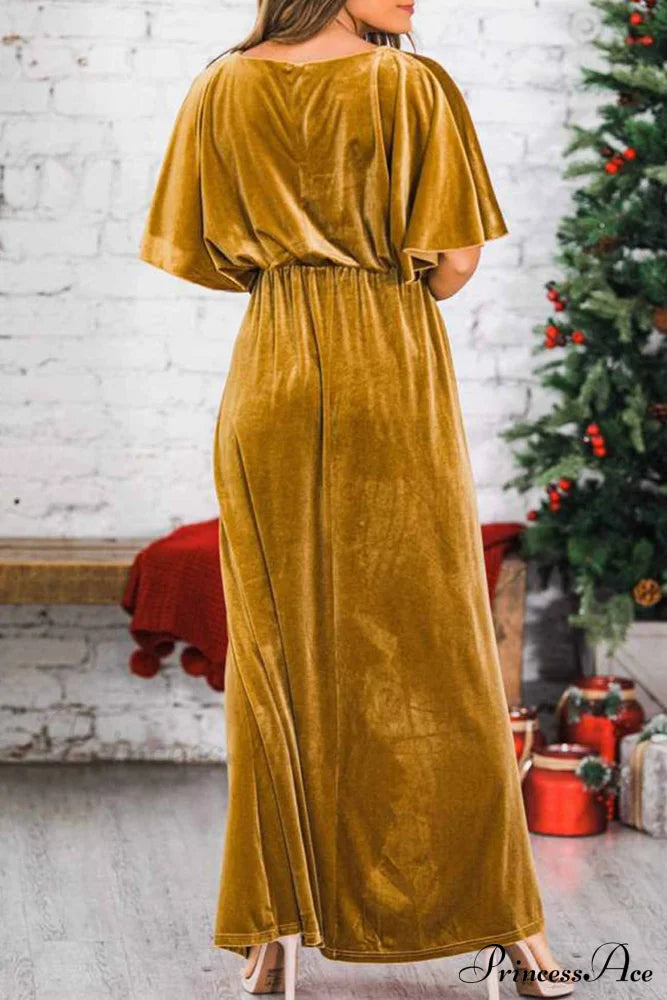 Margot Velvet Midi Dress Gold 3