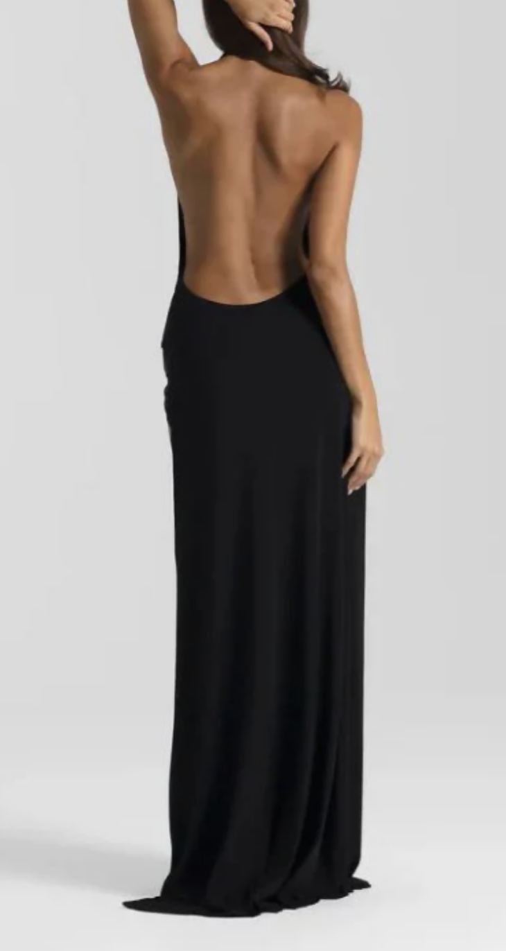 Winona Satin Gown Black 2