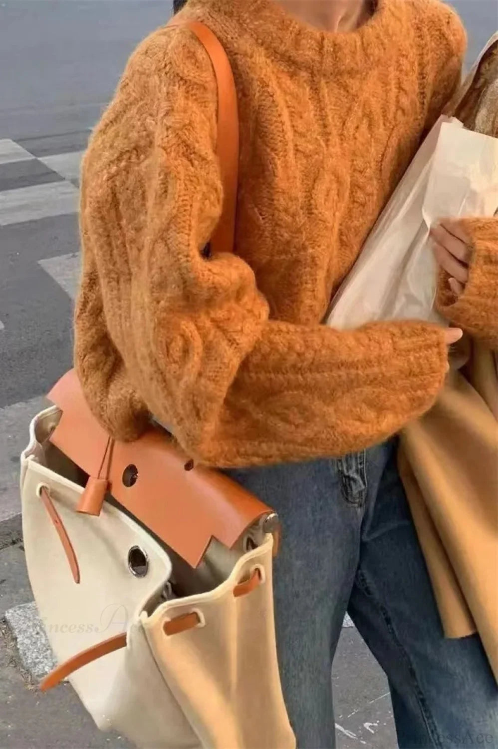 Mila Cable Knit Sweater Orange 7