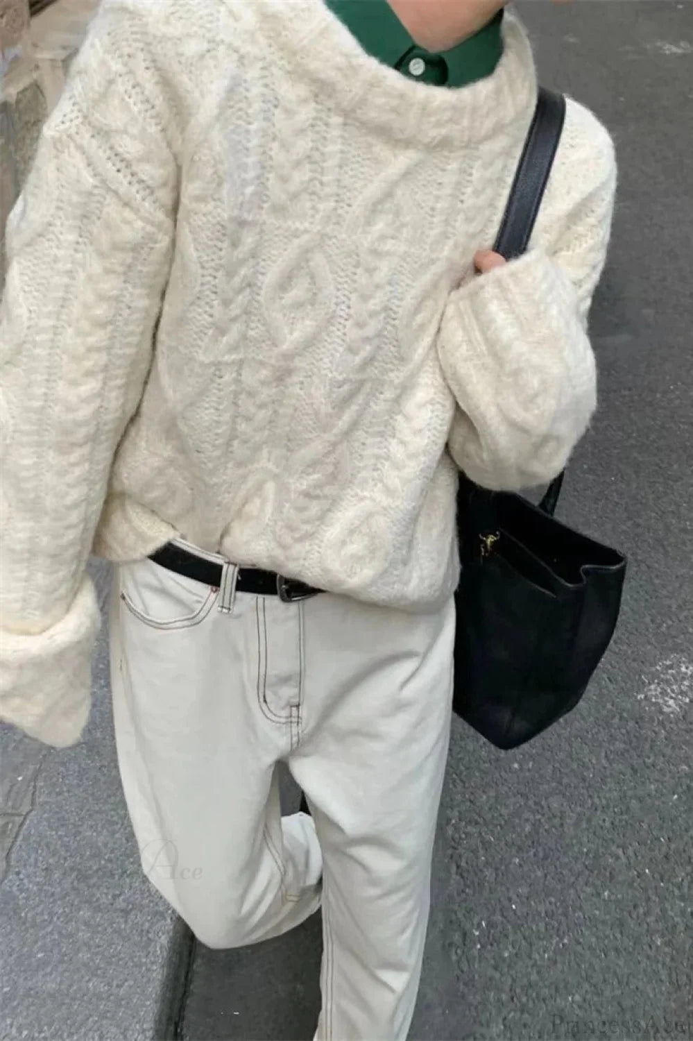 Mila Cable Knit Sweater Khaki 2