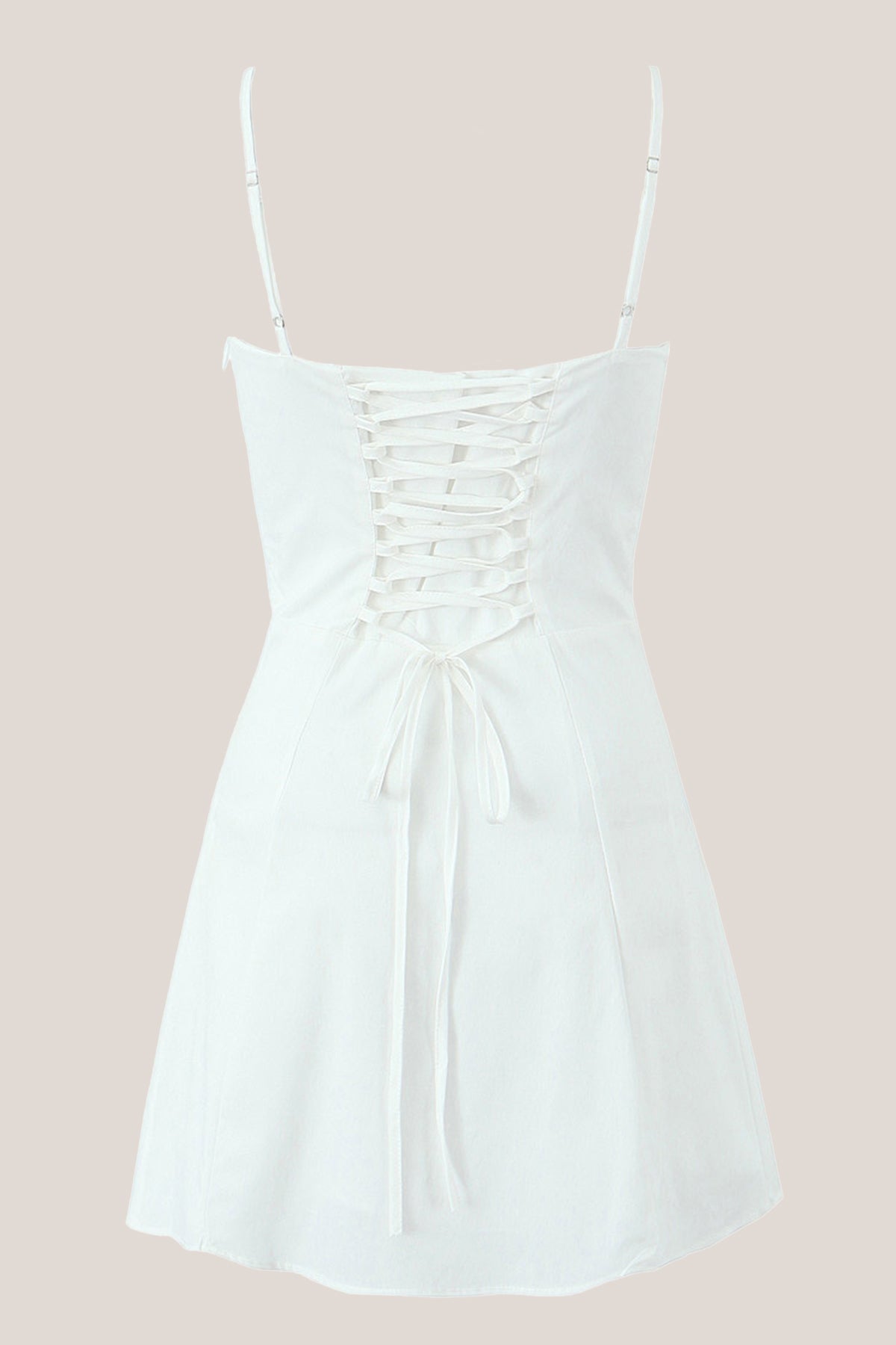 Margot Floral Cotton Mini Dress Line Square Neck Cotton Mini Dress in White 4