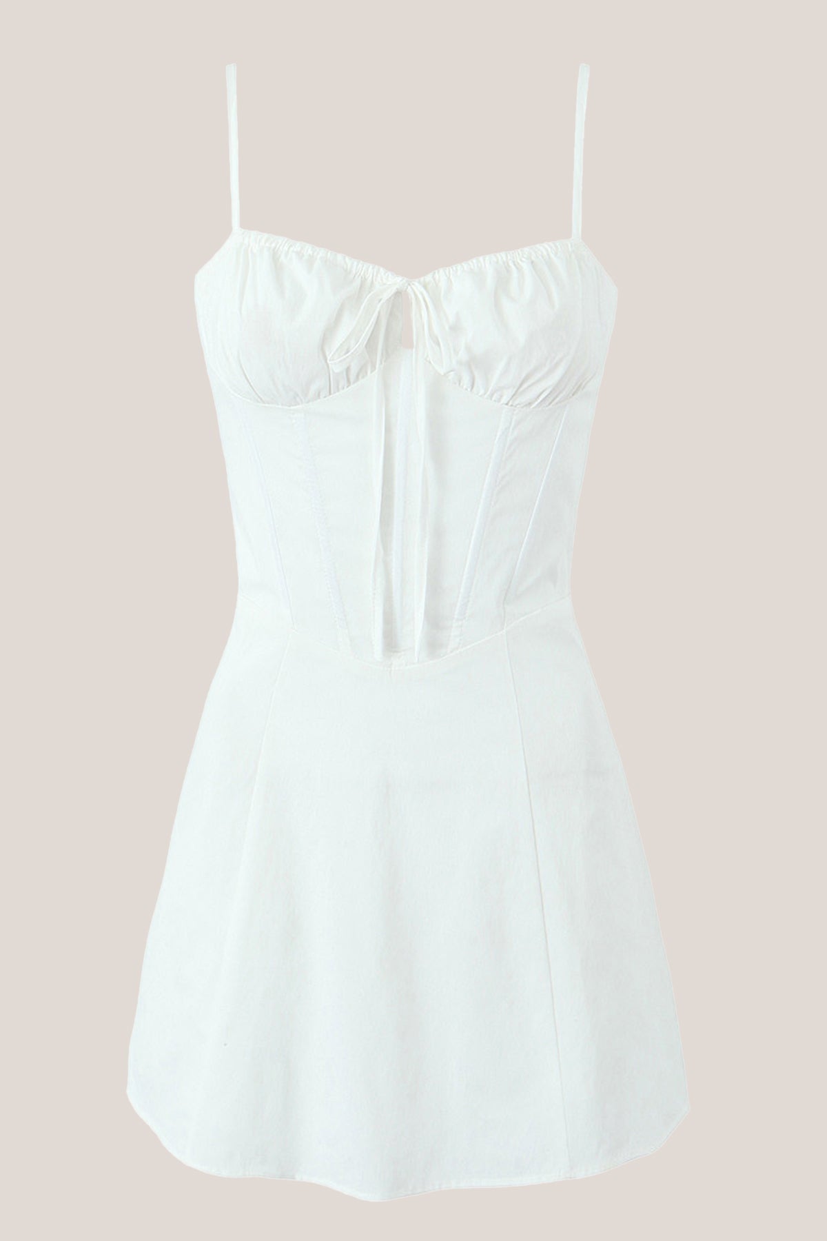 Margot Floral Cotton Mini Dress Line Square Neck Cotton Mini Dress in White 3