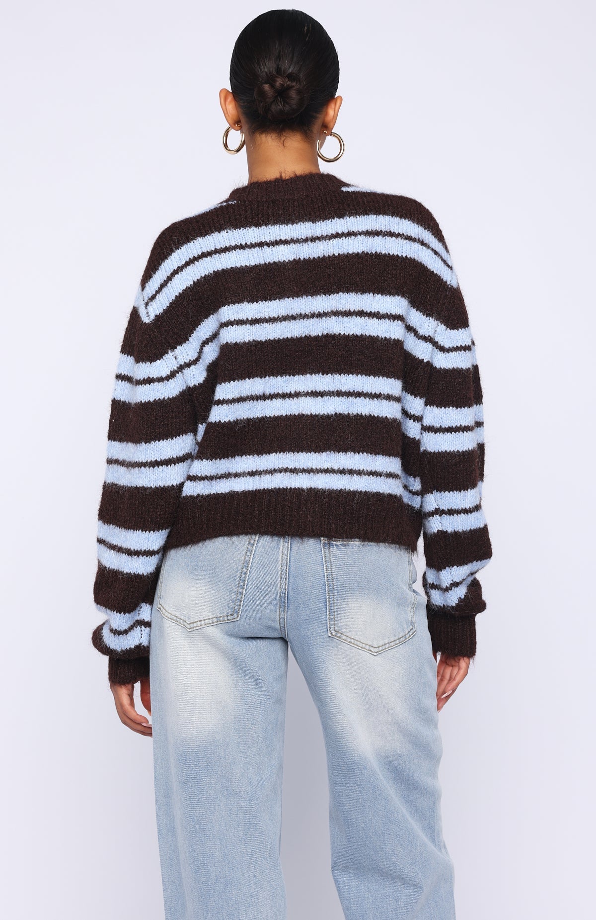 Olivia Striped Knit Cardigan Chocolate 4