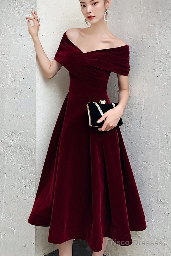 Margot Velvet Off-Shoulder Midi Dress Burgundy 5
