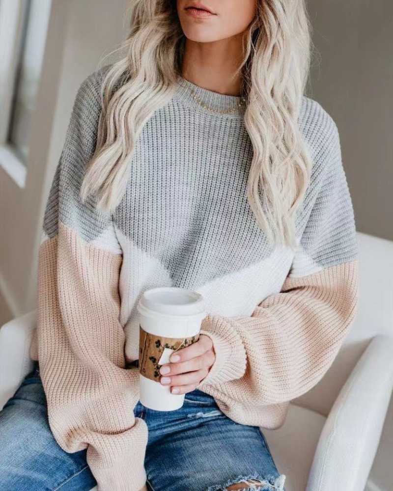 Margot Oversized Sweater in Beige Red 1