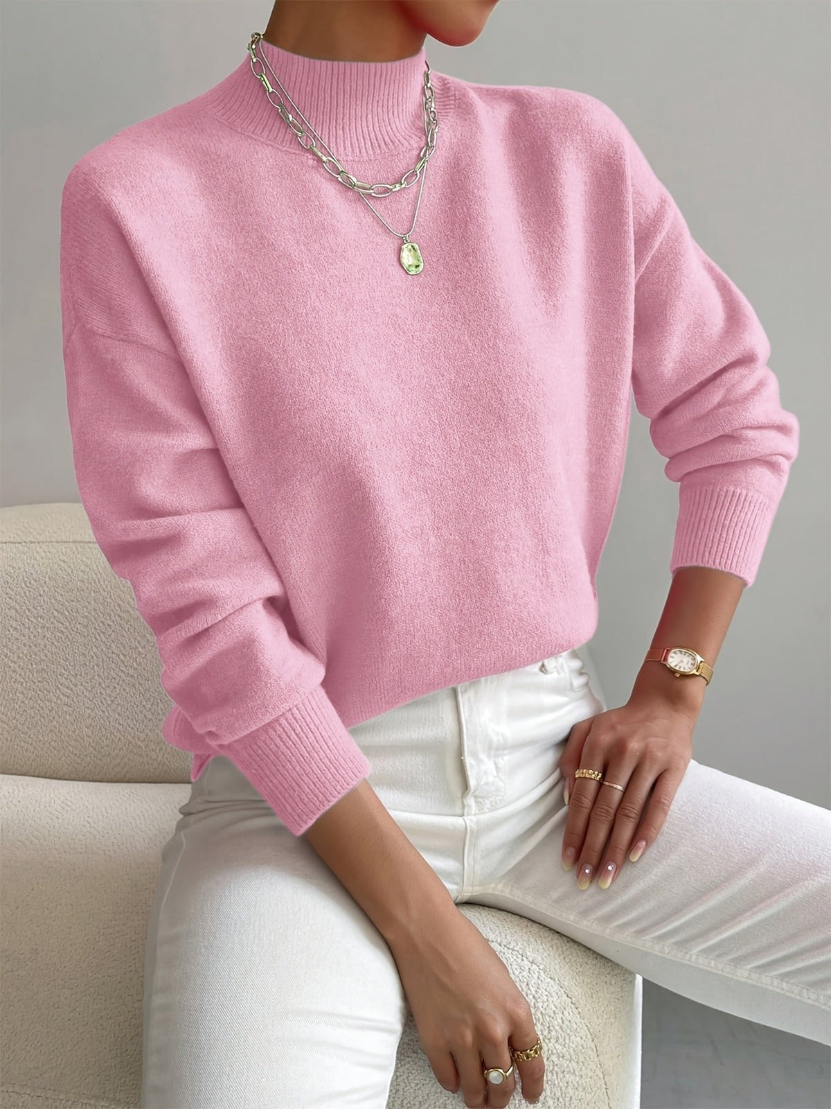 Margot Mock Turtleneck Sweater White 3