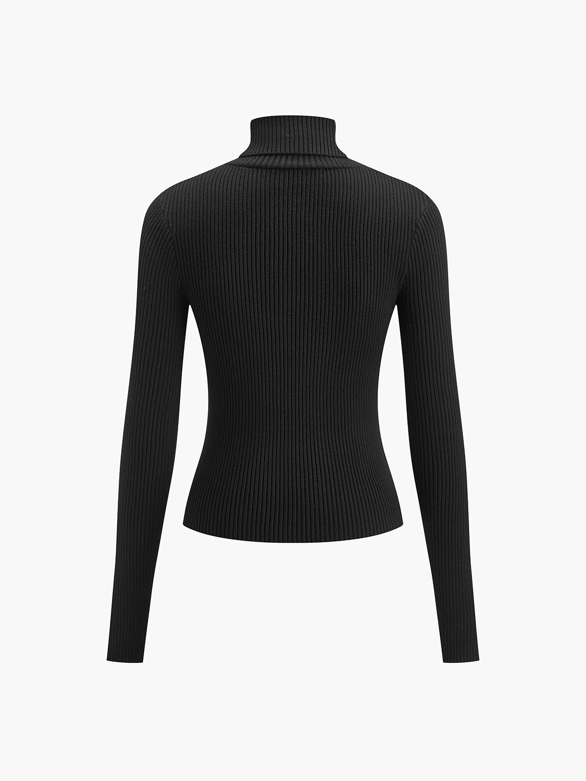 Margot Turtleneck Knit Sweater in Black Red 9