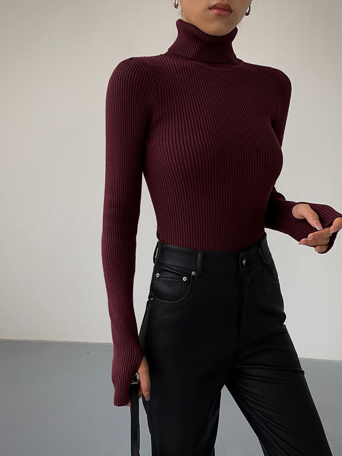 Margot Turtleneck Knit Sweater in Black Black 5