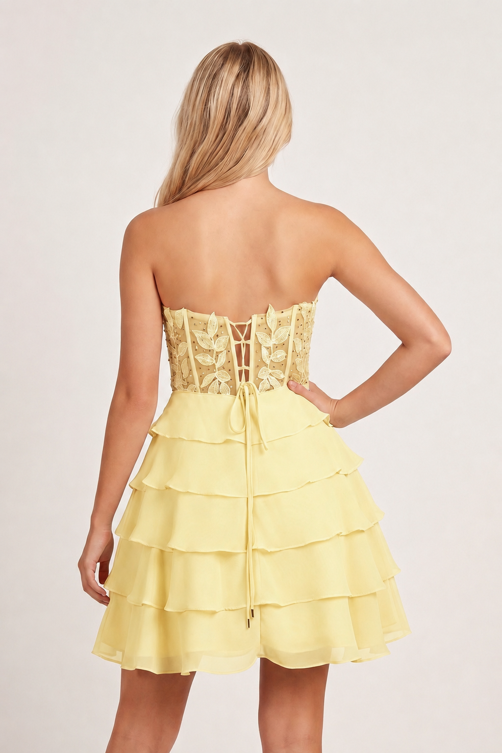 Delphine Tiered Corset Homecoming Dress Royal Blue 5