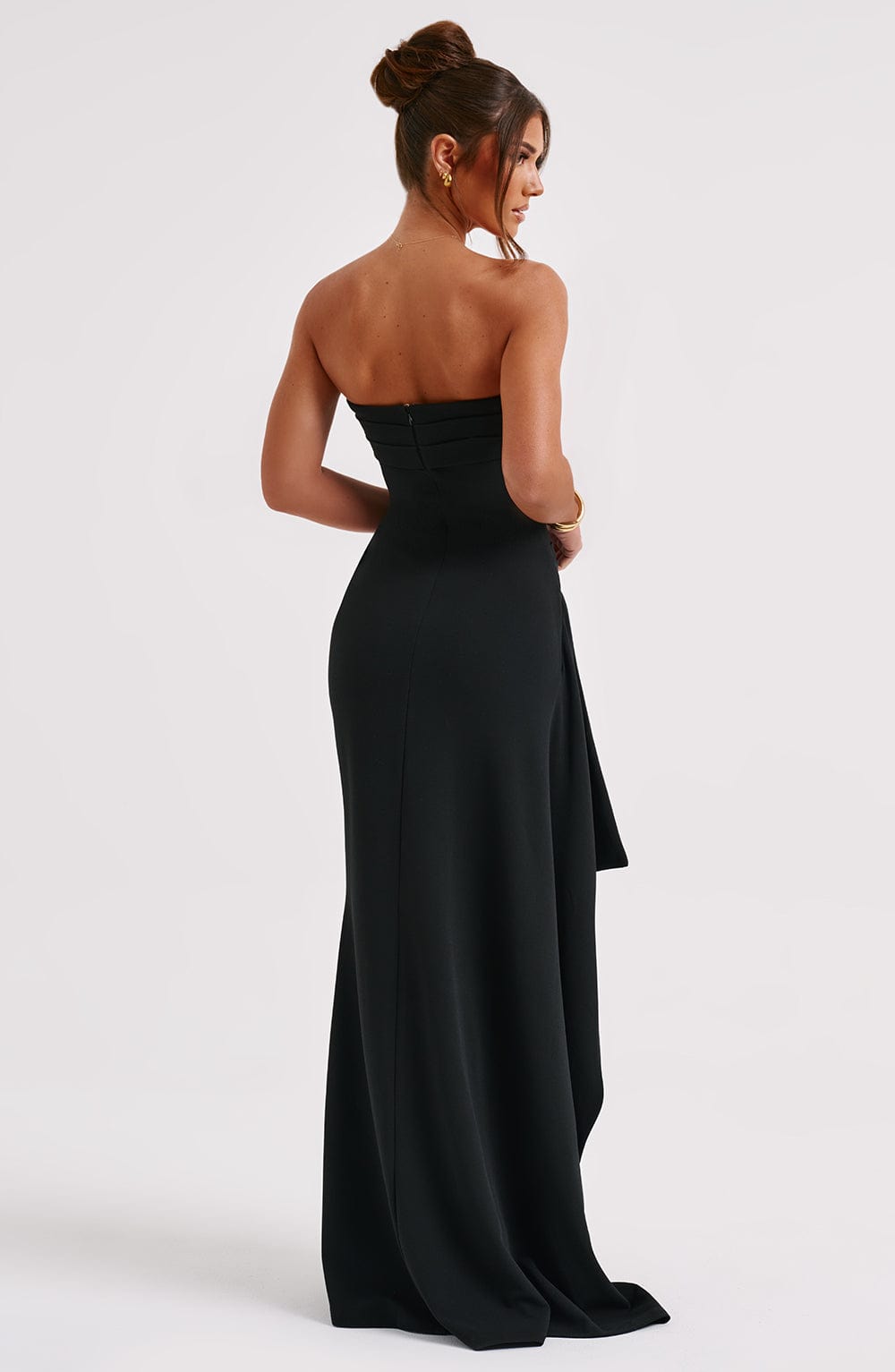 Zafira Satin Maxi Dress Black 4