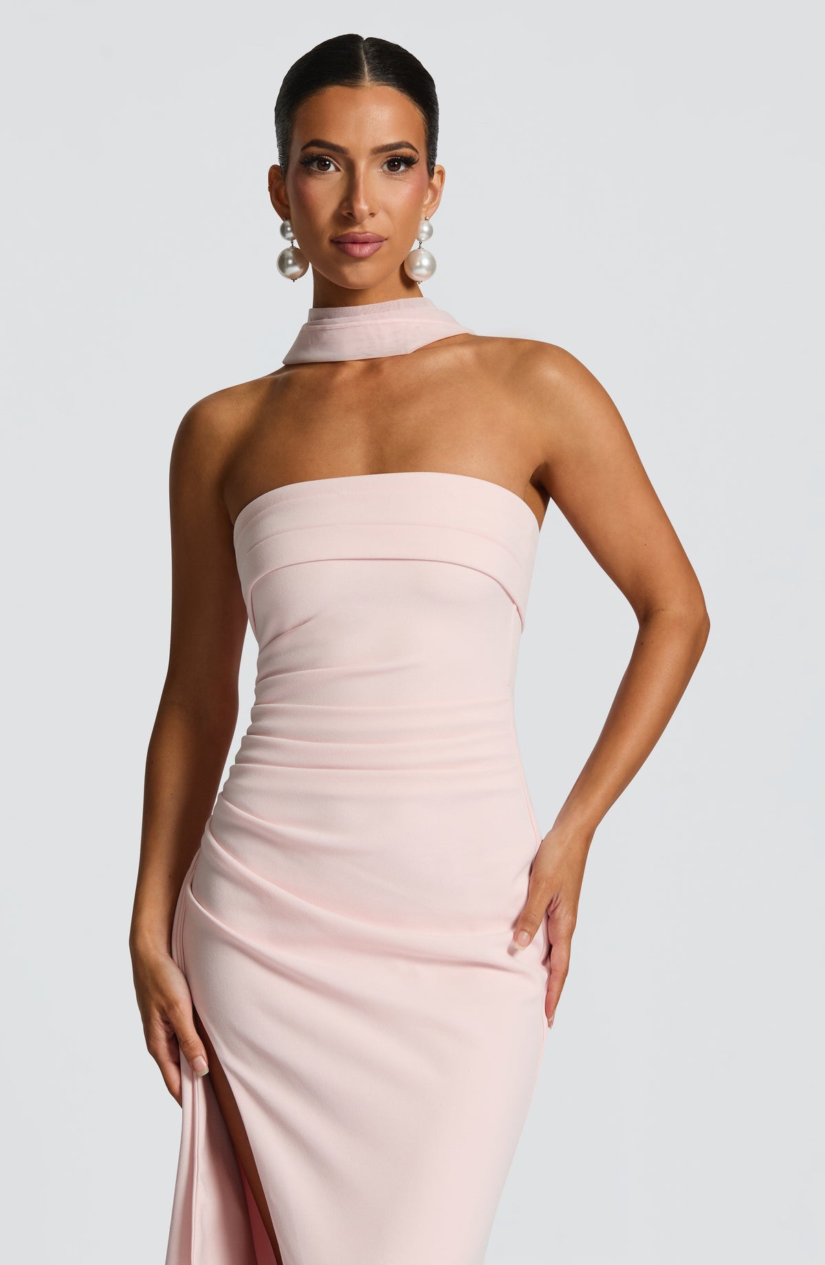 Zafira Satin Maxi Dress Blush 6