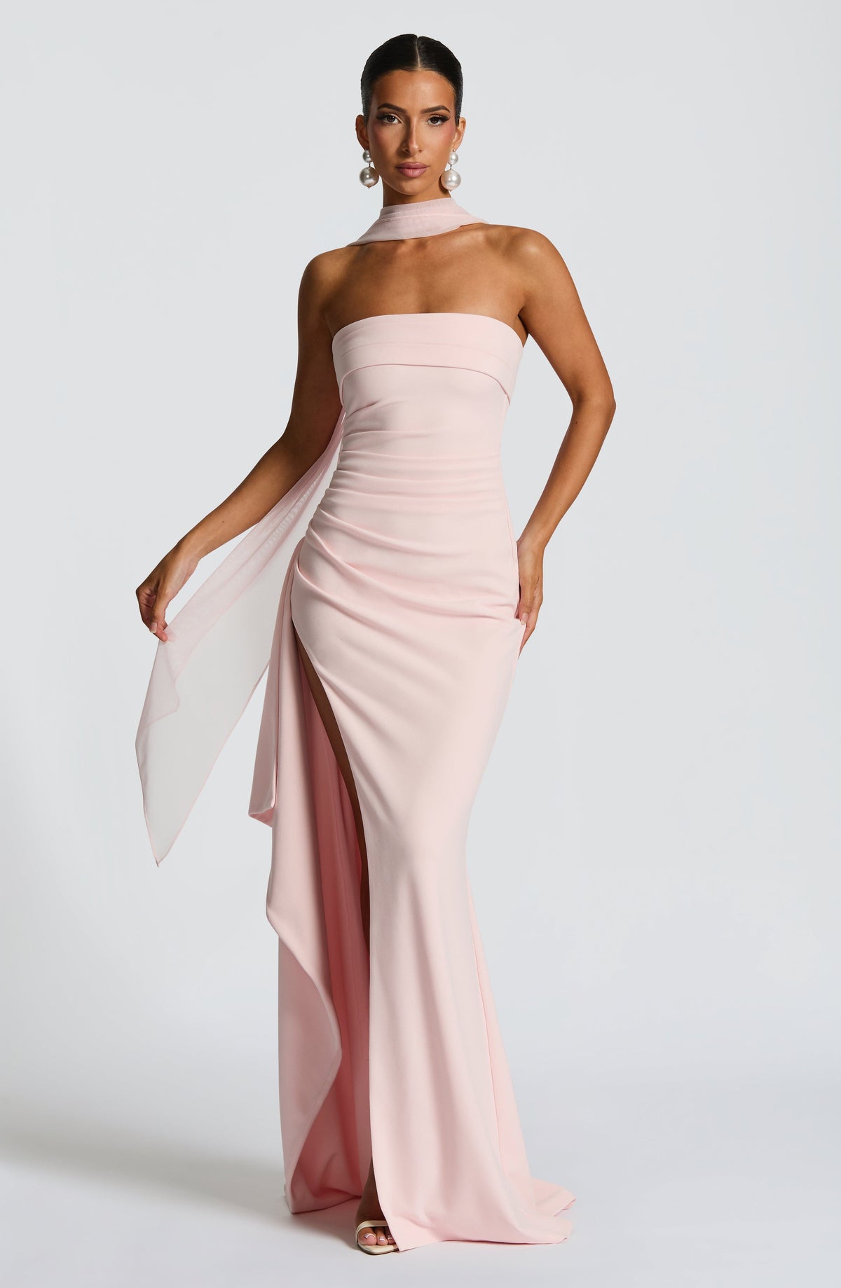 Zafira Satin Maxi Dress Blush 2
