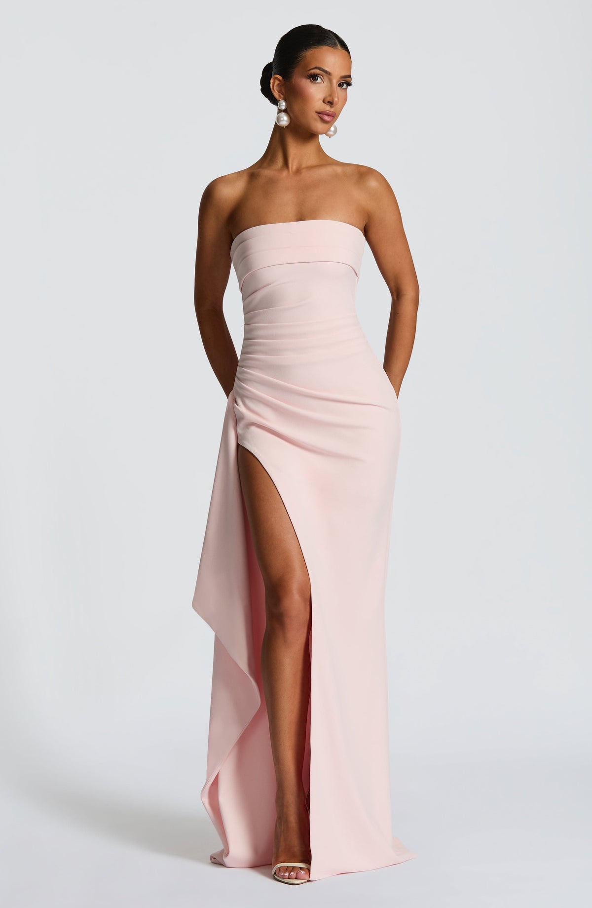 Zafira Satin Maxi Dress Blush 1