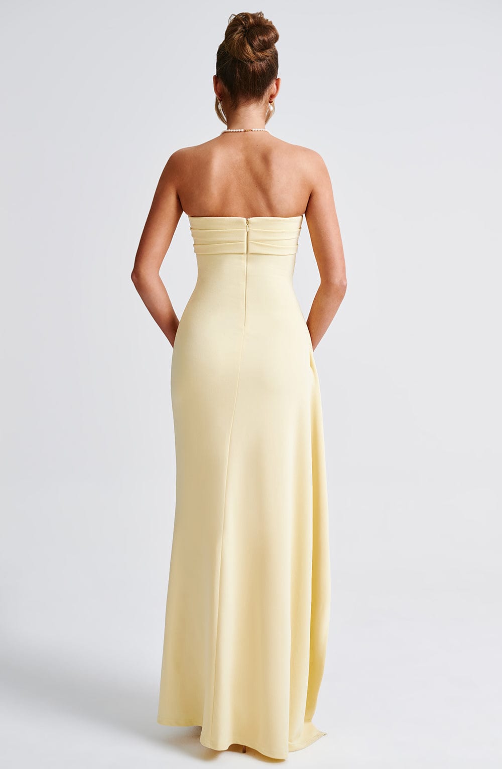 Zafira Satin Maxi Dress in Black Lemon 3