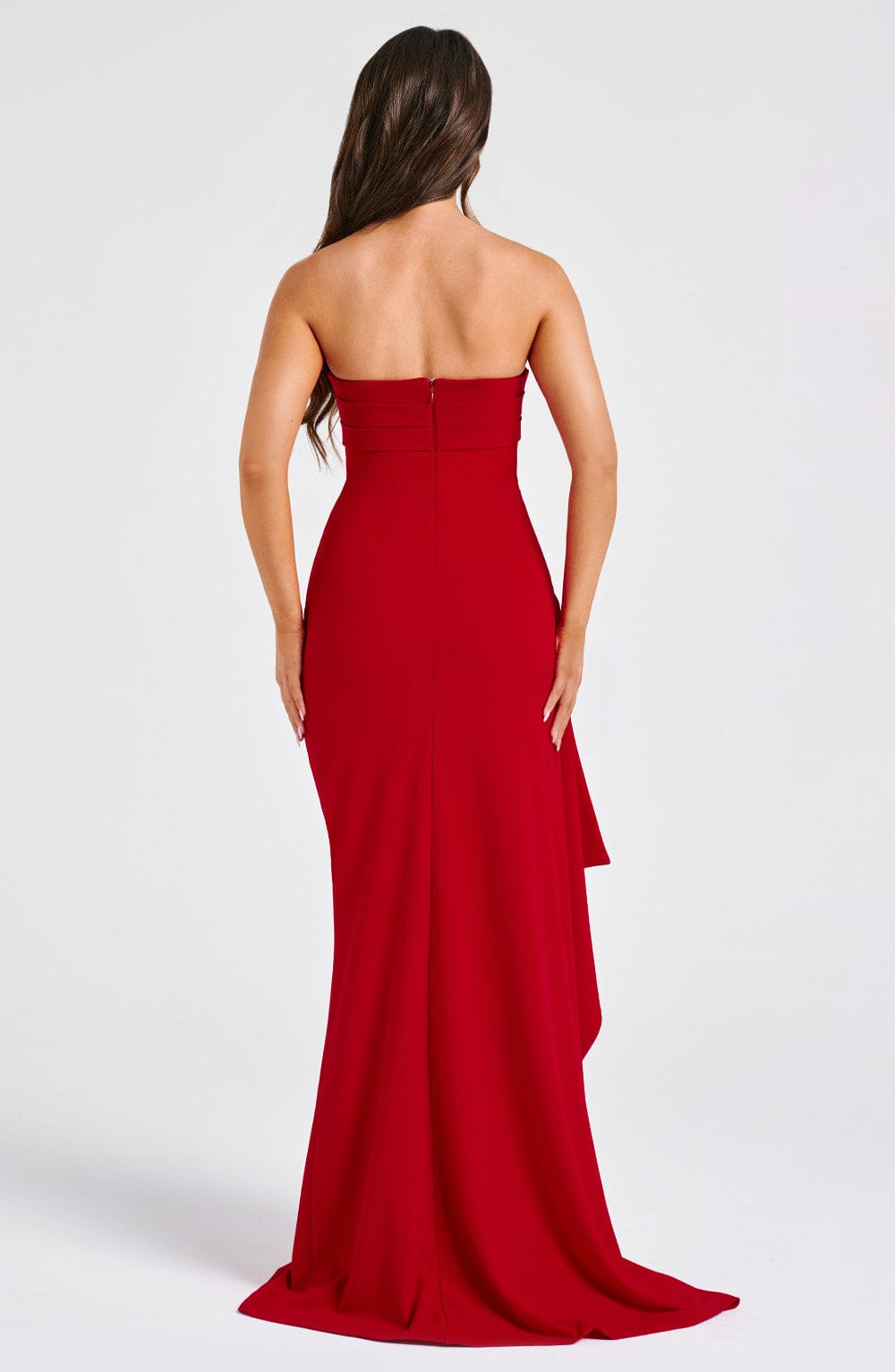 Zafira Satin Maxi Dress in Black Red 4