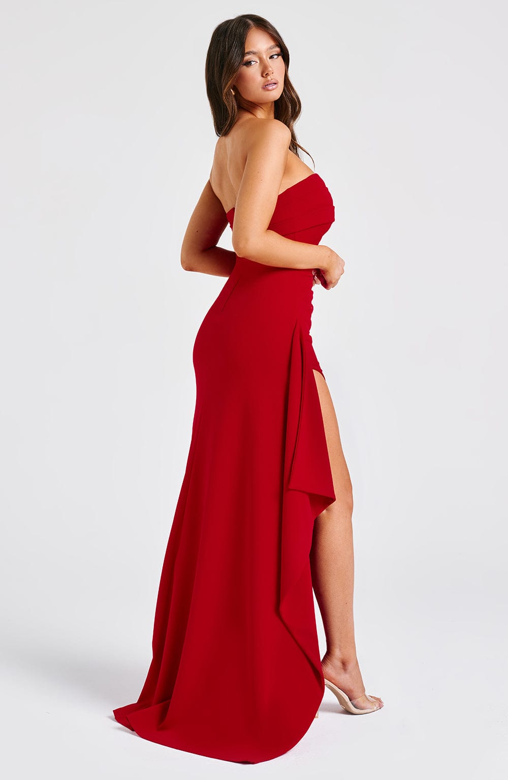 Zafira Satin Maxi Dress Red 5