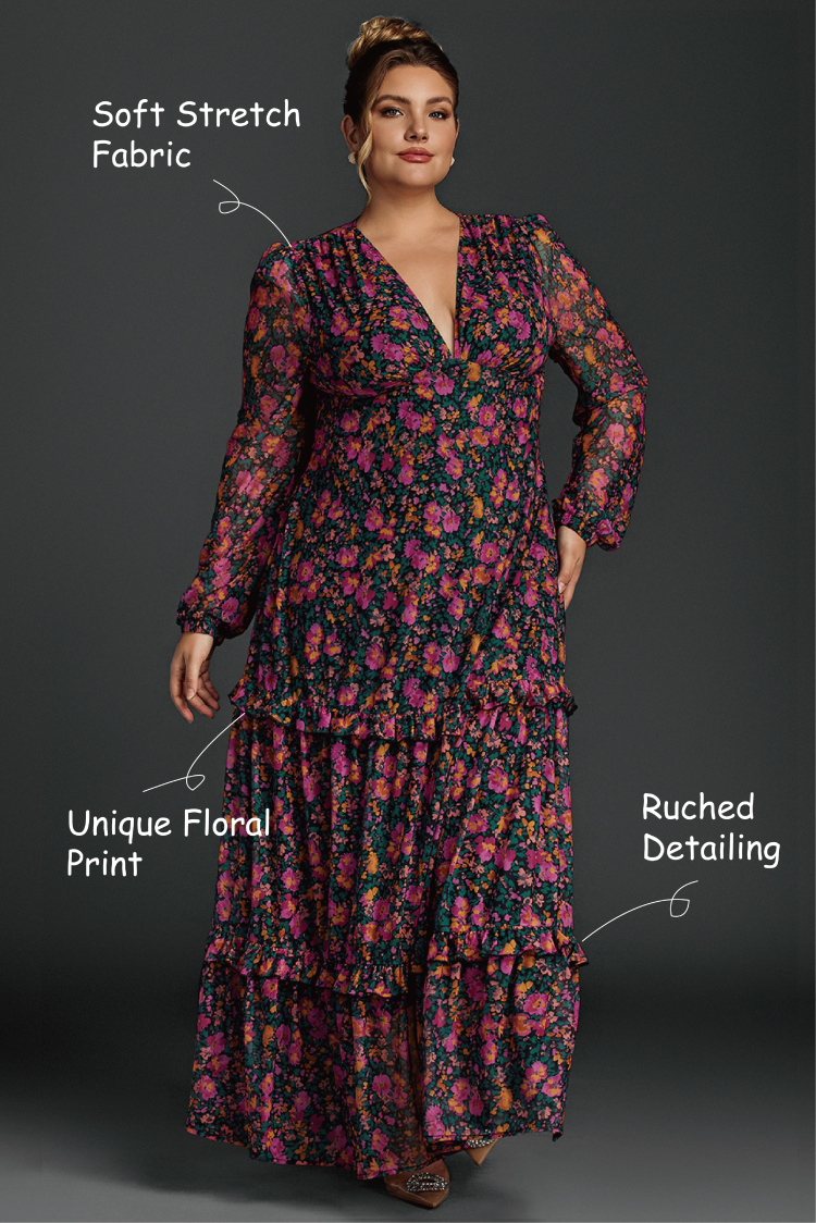 Isabelle Floral Lantern Sleeve Maxi Dress Black 3